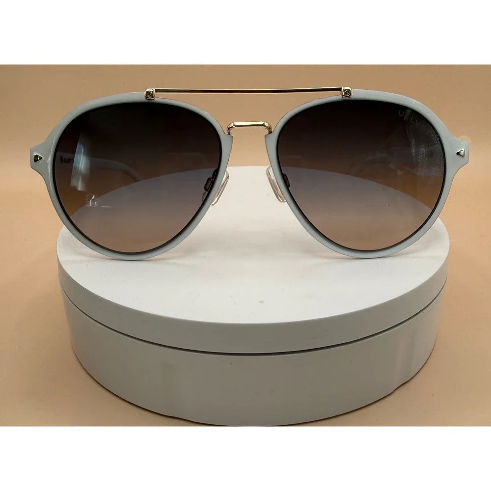 Velvet‎ Eyewear White Gold Aviator Sunglasses with Gradient Lenses and Case